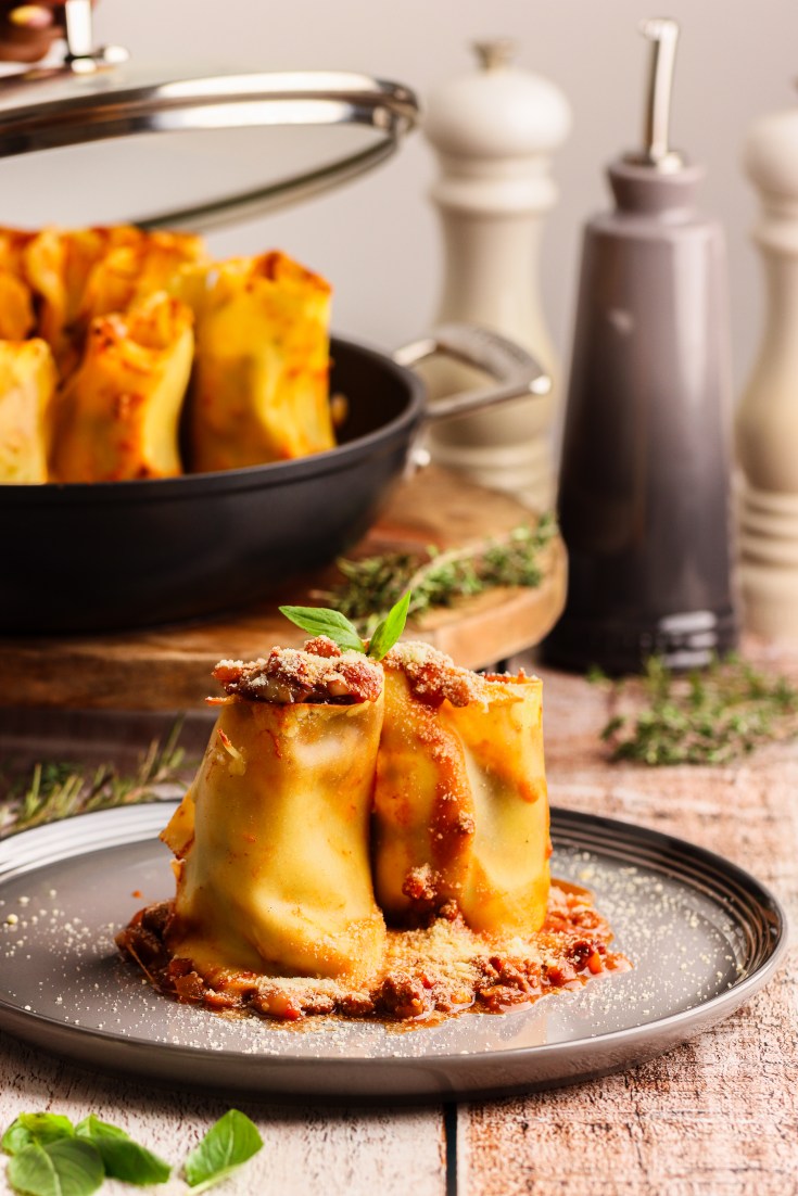 lasagne rollups, bolognese rollups, rotolo recipe, lasagne recipe,